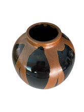Load image into Gallery viewer, Iron Ochre and Onyx Japanese Pottery Vase
