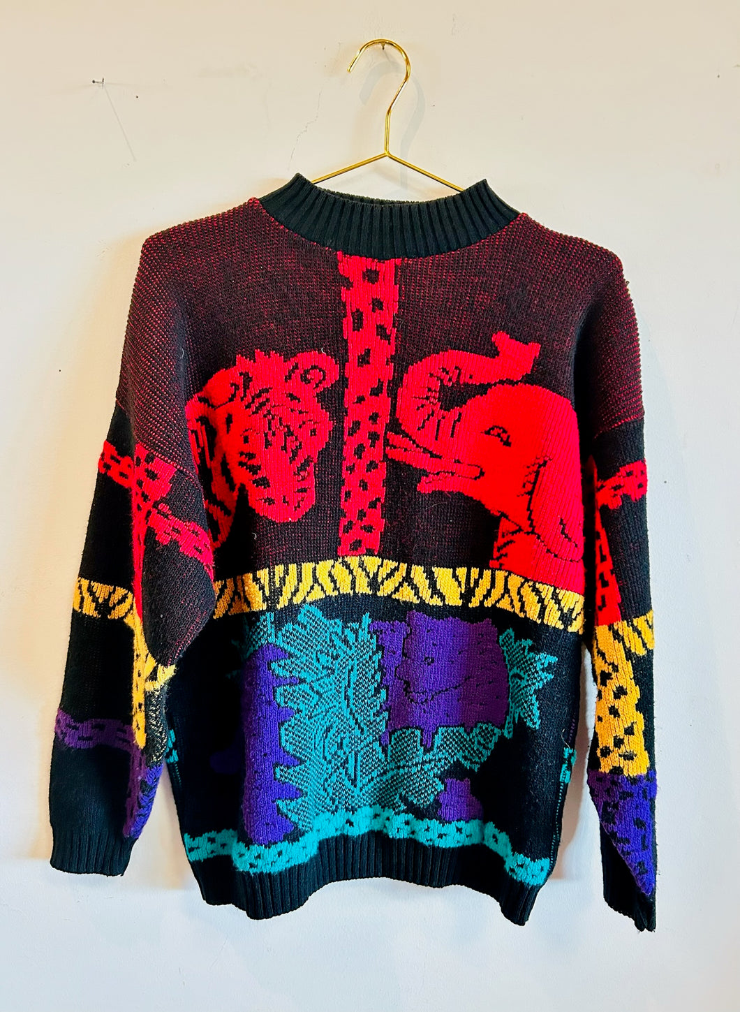 Black and Multicolored Safari Sweater Chest