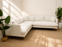 Load image into Gallery viewer, Modern Cream Tweed L-Shaped Sectional Sofa with Chaise
