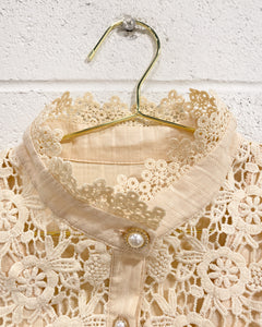 Cream Blouse with Doily Details (L)