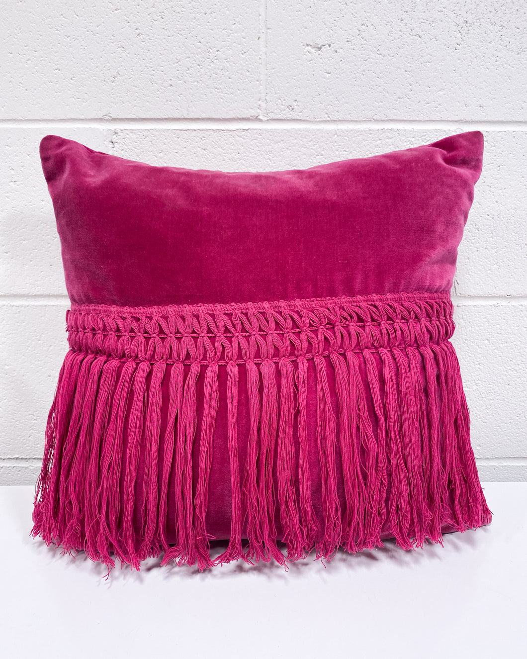 Fuchsia Pillow with Fringe