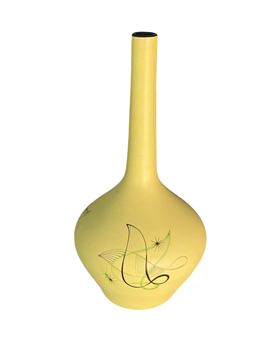 Banana Yellow Midcentury Vase with StarBurst Design