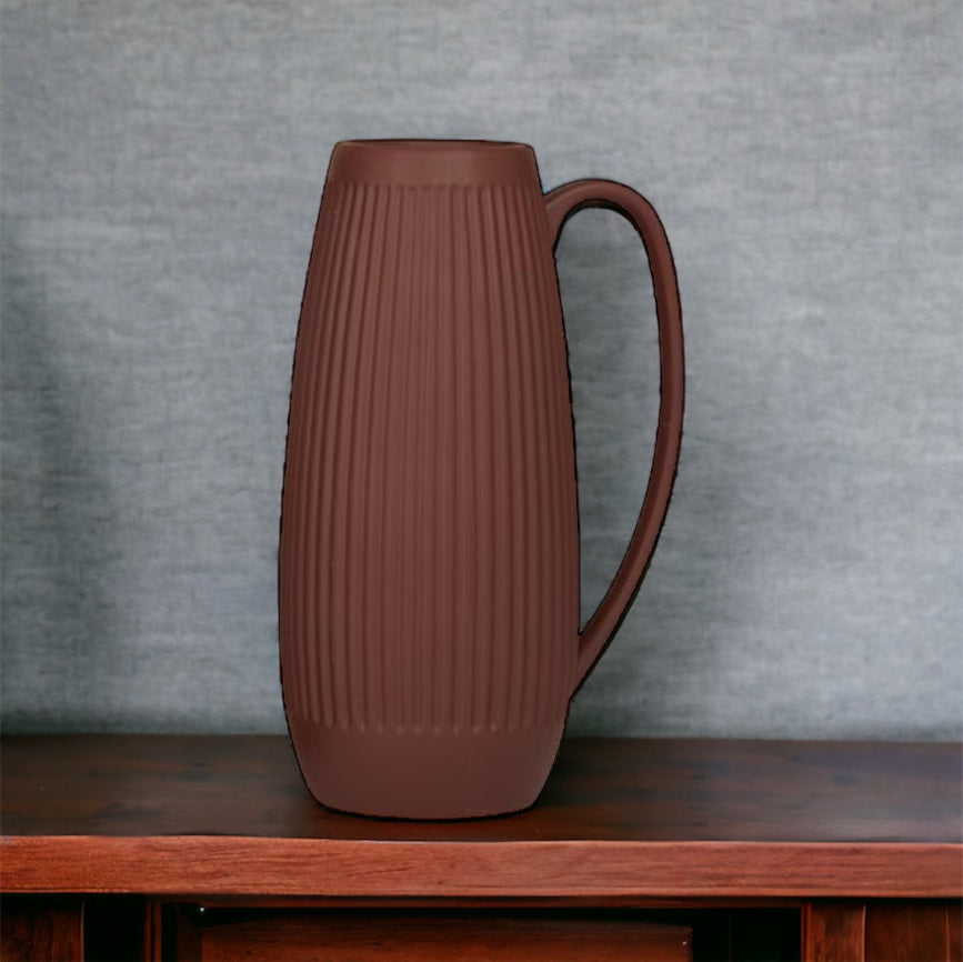 Adobe Brown Ablong Red Vase with Handle