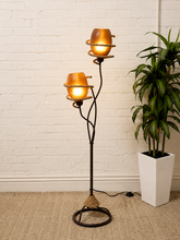 Load image into Gallery viewer, Vintage Atomic Mid-Century Two-Light Floor Lamp with Fiberglass Shades

