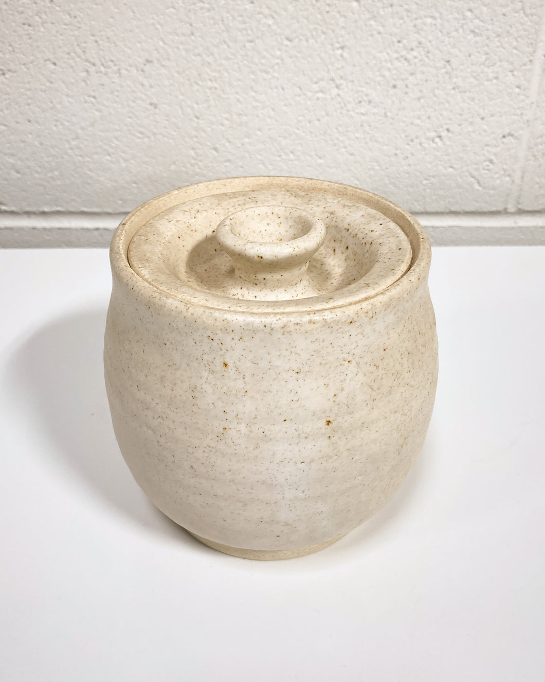 Vintage Stoneware Vessel with Lid