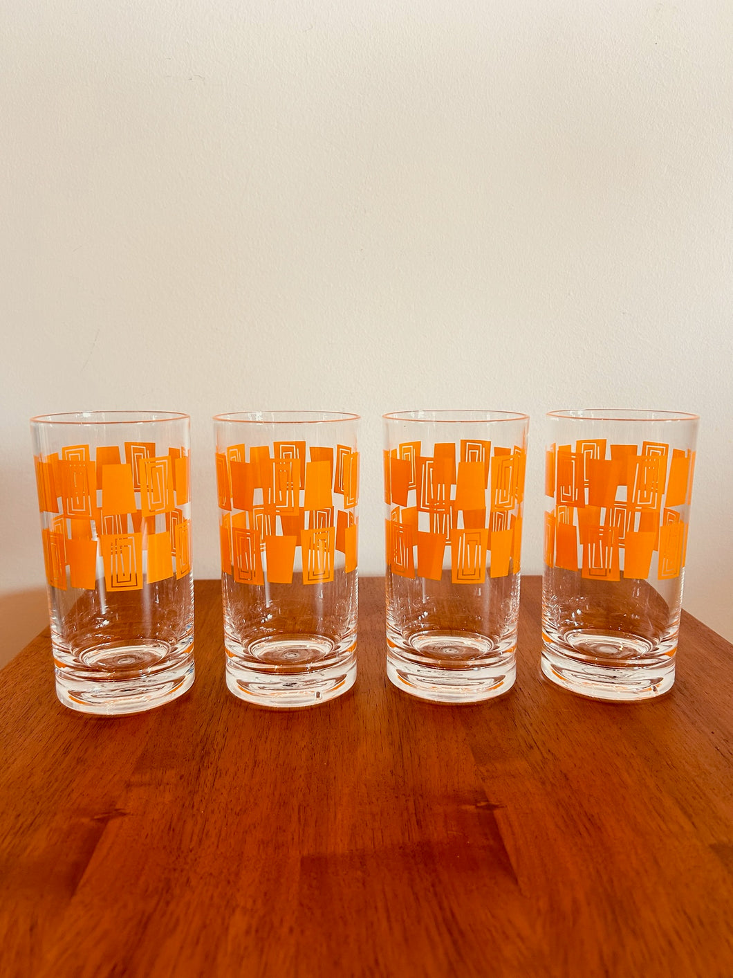 Set of Four Orange Mod Glasses