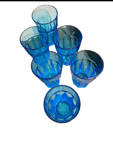 Set of Six Blue Tumblers