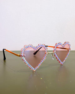 Pink Jeweled Heart Sunnies