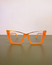 Load image into Gallery viewer, Orange and Gold Cat Eye Glasses
