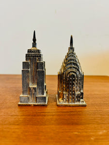 Silver Plated Empire State and Chrysler Building Salt & Pepper Souvenir Shaker Set Empire