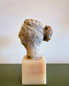 Ancient Greek Terracotta Bust on Onyx Stone Base