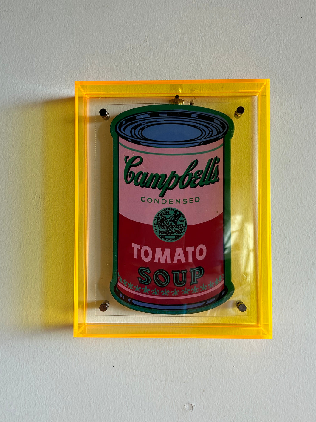 Andy Warhol Soup in yellow Acrylic Frame