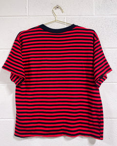 Vintage Red and Black Striped Knit Shirt