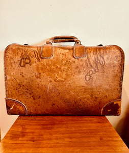 Rare Vintage 1970’s British Brown Leather Porsche Rack Suitcase Bag