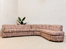 Load image into Gallery viewer, Curved Vintage Sectional Sofa in Rosewood Textured Upholstery
