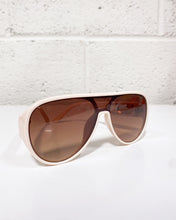 Load image into Gallery viewer, Cream Aviator Sunnies with Brown Lenses
