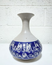 Load image into Gallery viewer, Vintage Blue and Grey Stoneware Vase - Made in USA
