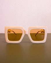 Load image into Gallery viewer, Cream and Amber Sunnies with Gold Chain Temples
