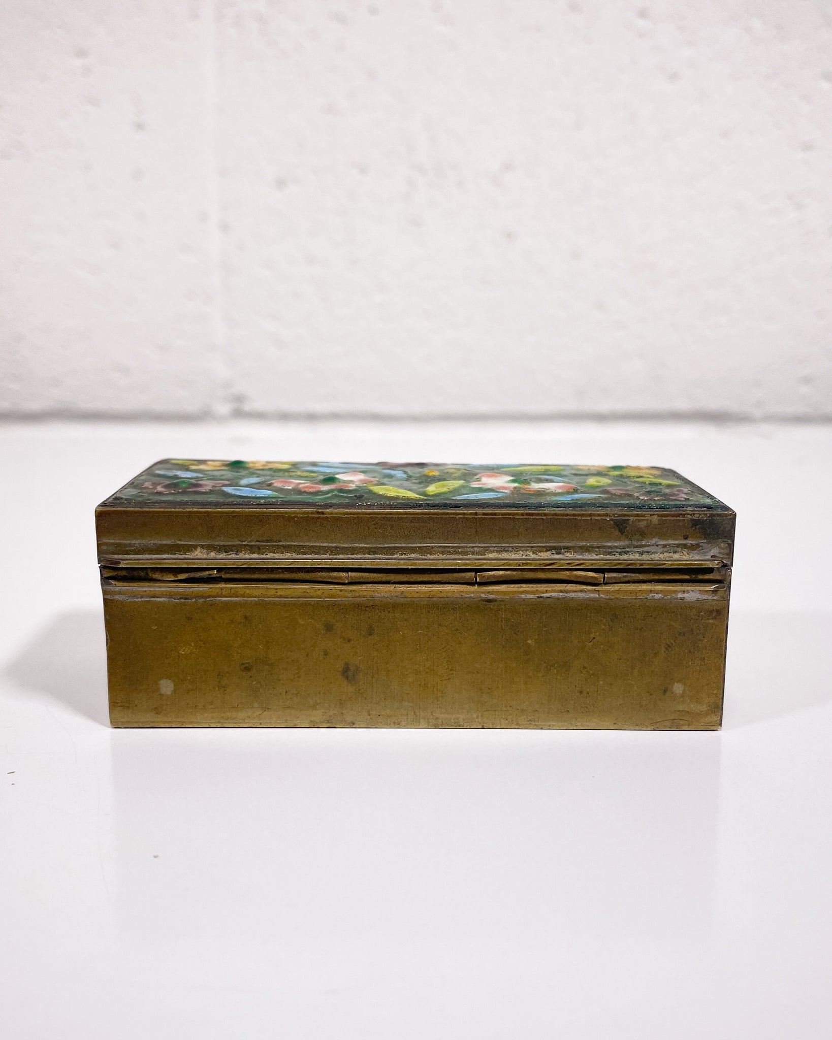 antique vintage square brass pill box with fish Vintage Colorful Brass Pill Box – Sunbeam Vintage