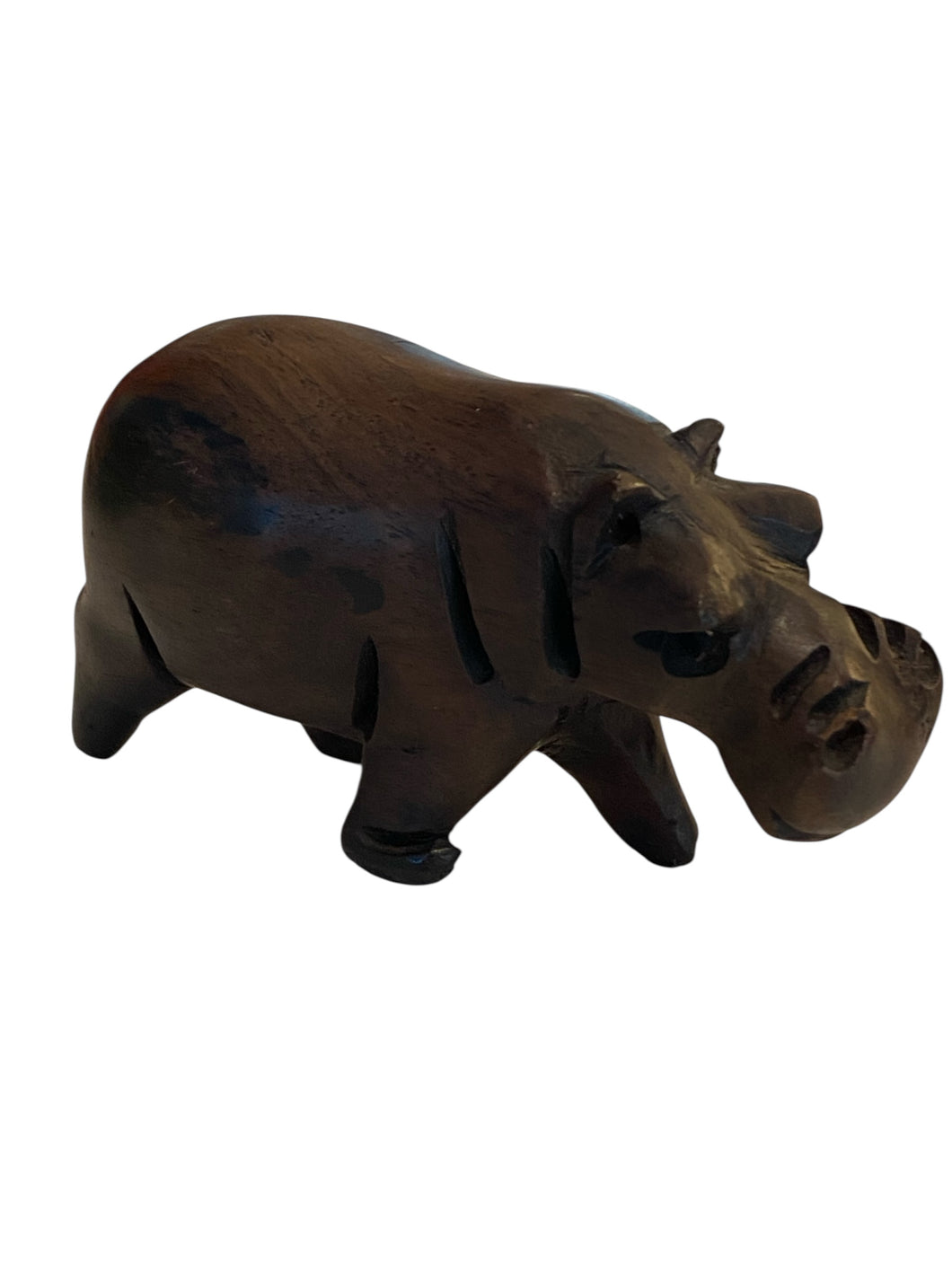 Small Hand carved Wooden Hippo