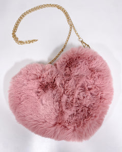 Fuzzy Heart Shaped Pink Purse