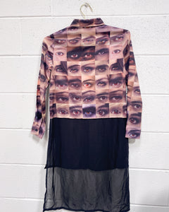 Eyes Blouse with Sheer Detail (S)