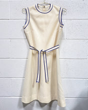 Load image into Gallery viewer, Vintage Cream Dress with Navy Blue Detail
