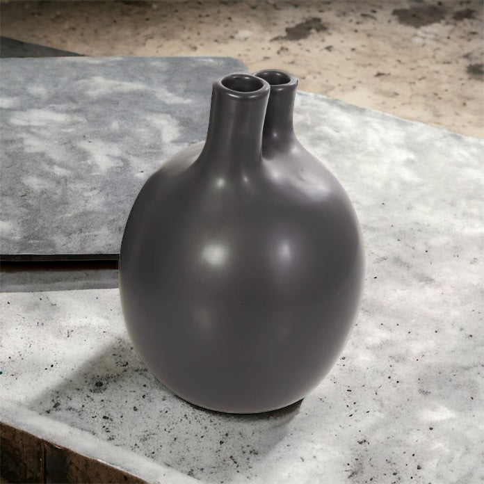 Gladis Ceramic Glazed Vase 2 Stem in Nior