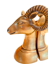 Load image into Gallery viewer, Pair of Exquisite Mid Century Brass Ram Bookends
