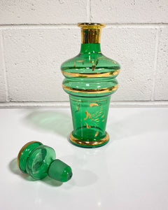 Rossini Empoli Green Glass Decanter and 5 Shot Glasses