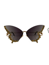 Load image into Gallery viewer, Blue Butterfly Sunnies with Gold Accents
