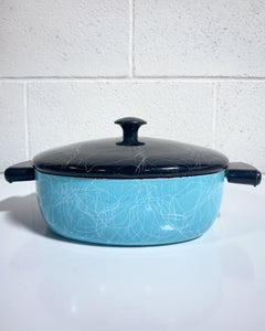 Vintage Turquoise Serendipity Spaghetti Drizzle Enamel Pot with Lid