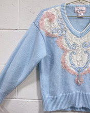 Load image into Gallery viewer, Vintage Baby Blue Sweater with Beaded Paisley Detail (M)
