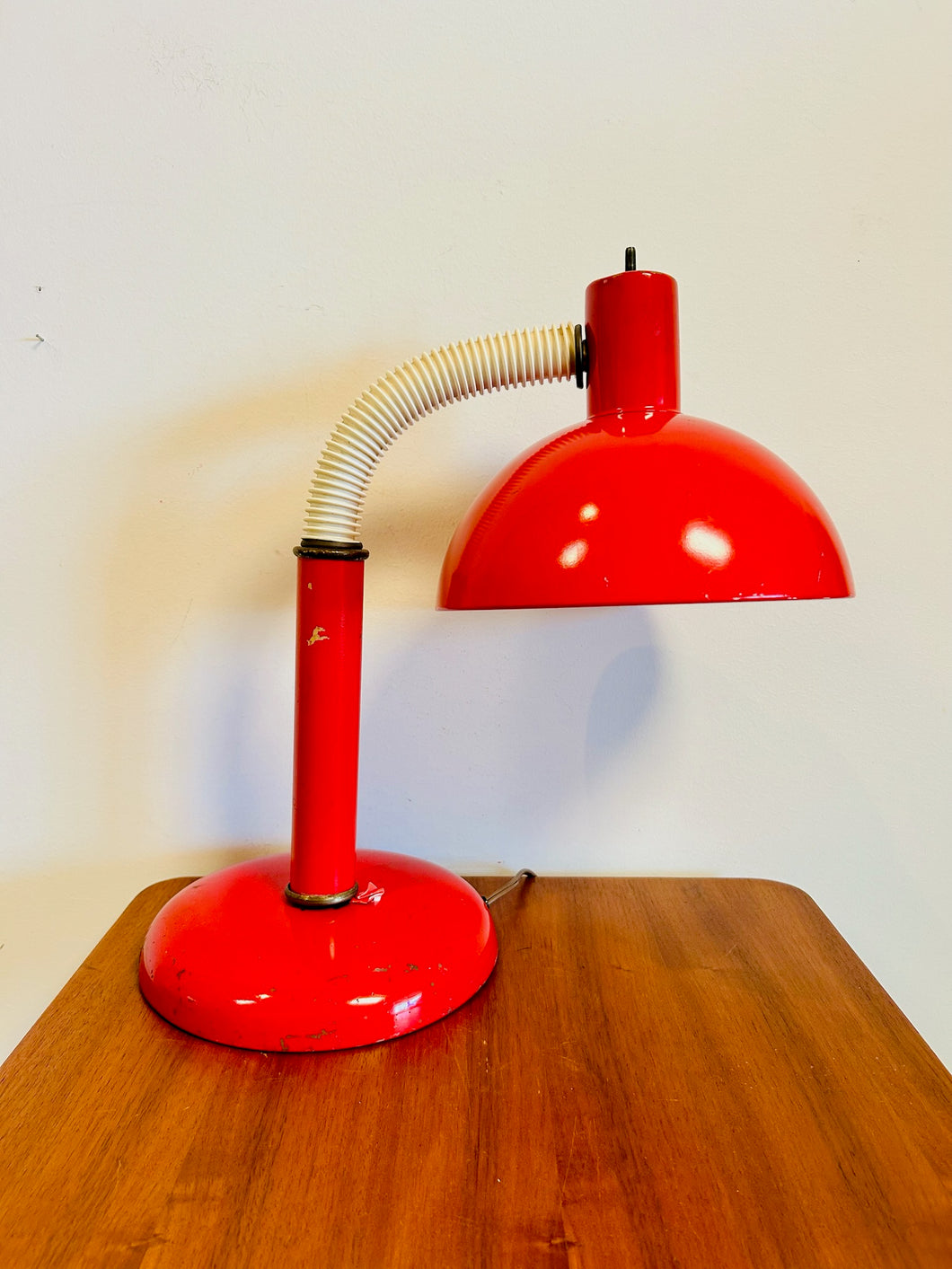 Vintage 1980 Metal & Red Plastic Lamp