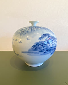 Late 20th Century Chinese Blue and White Porcelain Baluster Vase