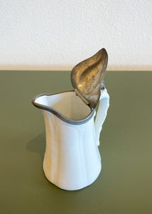 English Victorian Syrup or Milk Jug with a Pewter Lid