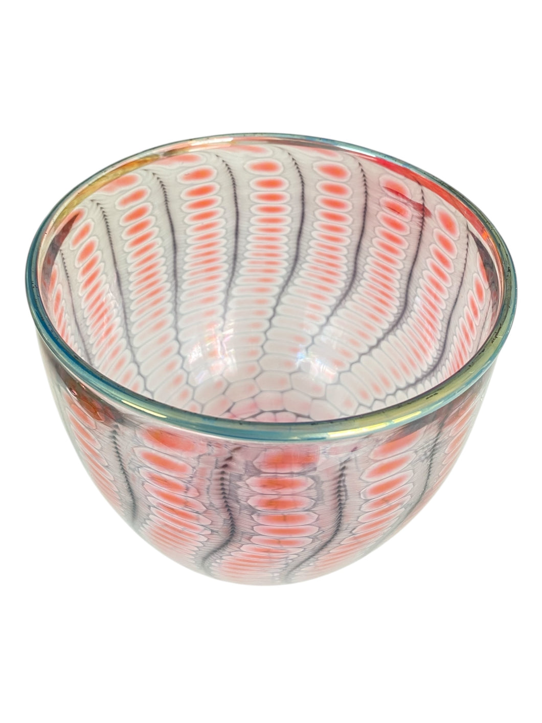 Tom Philabaum signed Art Glass Reptilian Series Cranberry Blue