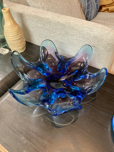 Cristallo Venezia Murano Purple & Blue Sommerso Glass Bowl