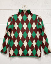 Load image into Gallery viewer, Brown, Green and Cream Diamond Pullover (L)
