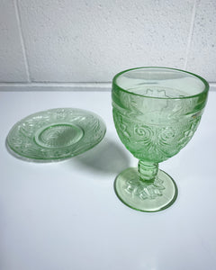 Depression Glass Goblet and Saucer