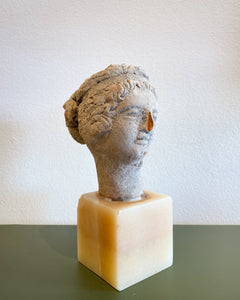 Ancient Greek Terracotta Bust on Onyx Stone Base