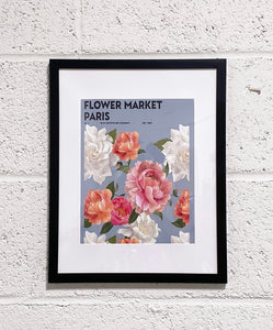 Flower Market Paris in Black Frame