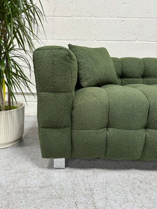 Olive Green Nubby Sofa