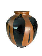 Load image into Gallery viewer, Iron Ochre and Onyx Japanese Pottery Vase
