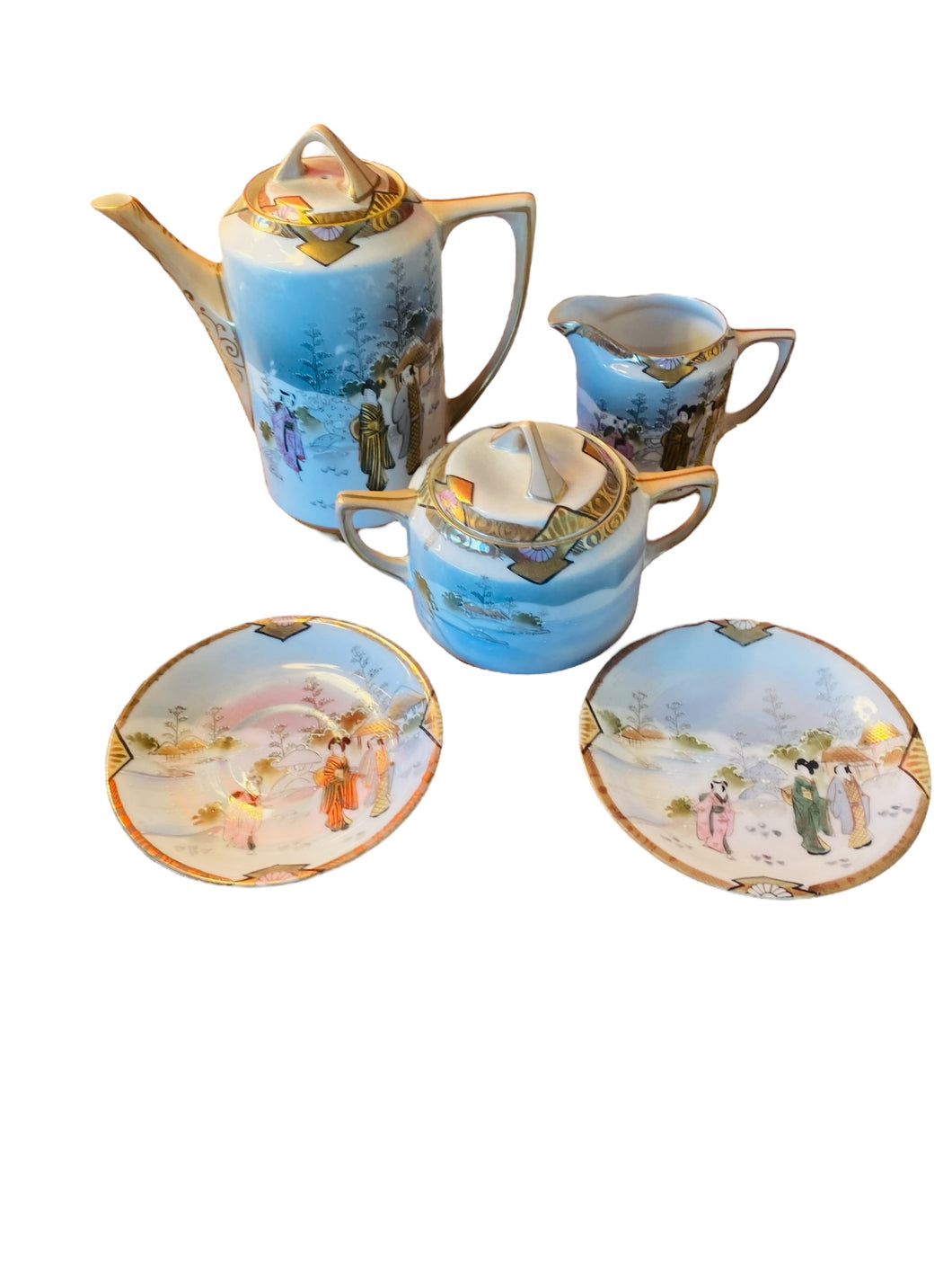 Antique Japanese Satsuma Tea Five Piece Set