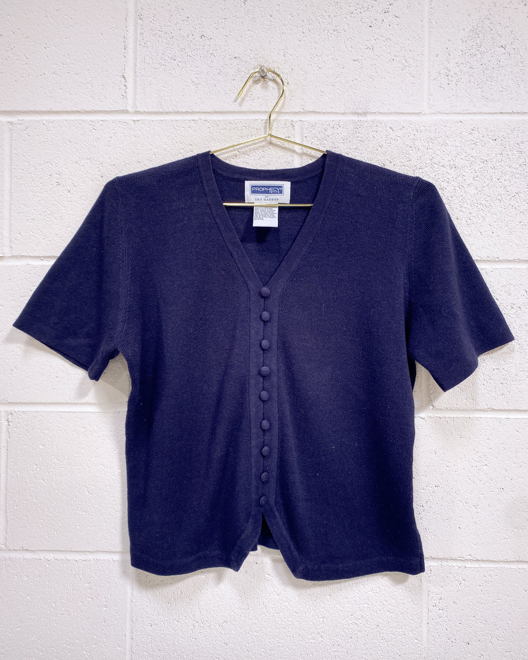 Navy Blue Knit Blouse (M)