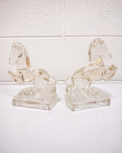 Load image into Gallery viewer, Vintage Glass Horse Bookends - As Found
