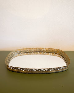 Vintage Oval Gold Vanity Tray