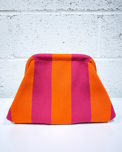 Pink and Orange Striped Clutch