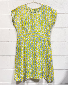 Vintage Dress with Chartreuse Flowers